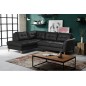 Canapé d'angle convertible en cuir italien de luxe 5 places NORIA avec coffre, noir, angle gauche Canapé d'angle convertible en cuir italien de luxe 5 places NORIA avec coffre, noir, angle gauche