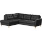 Canapé d'angle convertible en cuir italien de luxe 5 places NORIA avec coffre, noir, angle gauche Canapé d'angle convertible en cuir italien de luxe 5 places NORIA avec coffre, noir, angle gauche
