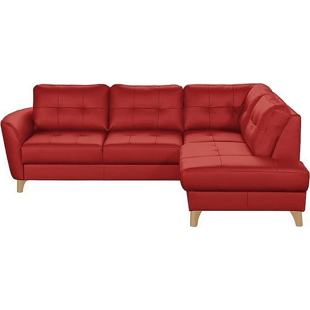 Canapé d'angle convertible en cuir italien de luxe 5 places NORIA avec coffre, rouge foncé, angle droit Canapé d'angle convertible en cuir italien de luxe 5 places NORIA avec coffre, rouge foncé, angle droit