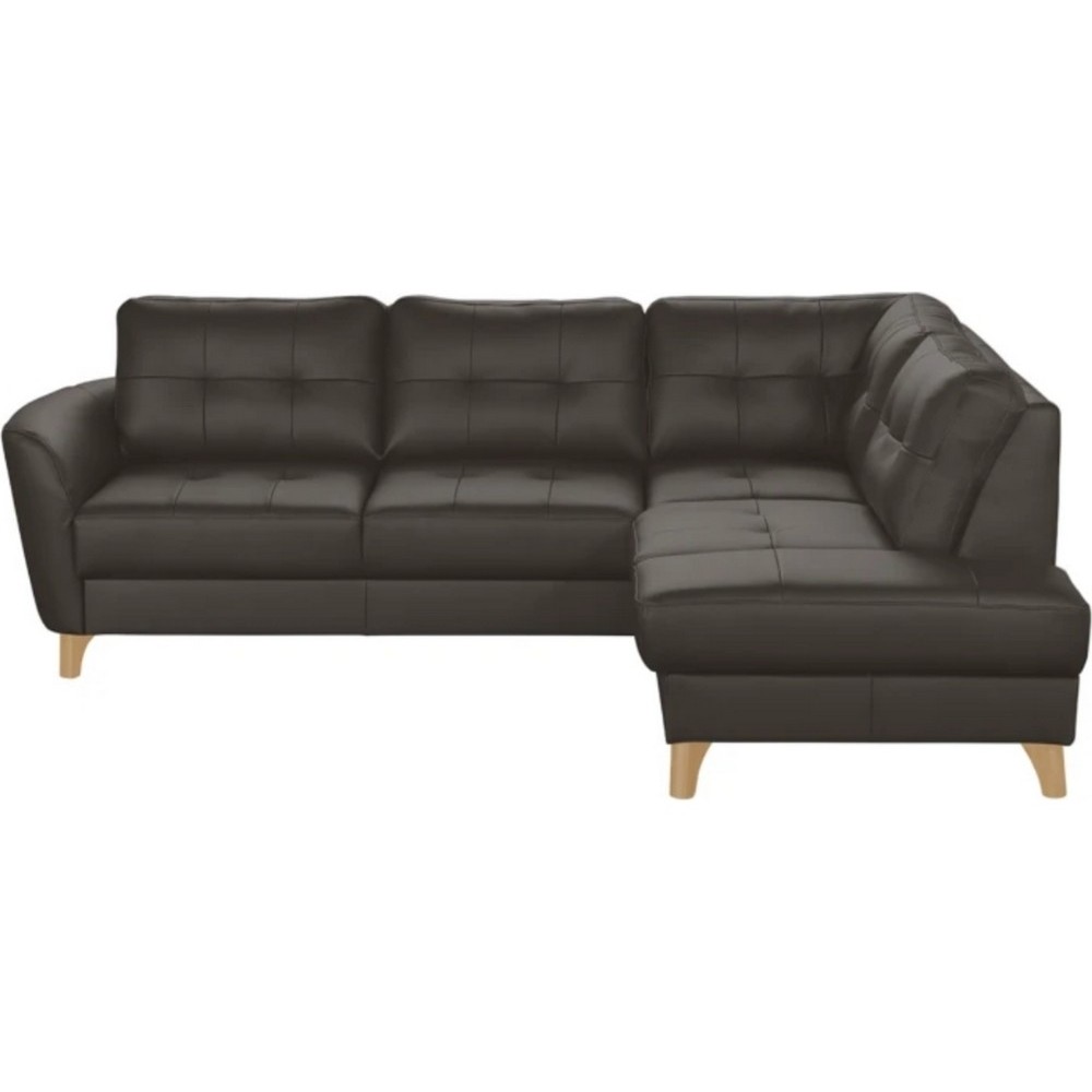 Canapé d'angle convertible en cuir italien de luxe 5 places NORIA avec coffre, chocolat, angle droit Canapé d'angle convertible en cuir italien de luxe 5 places NORIA avec coffre, chocolat, angle droit