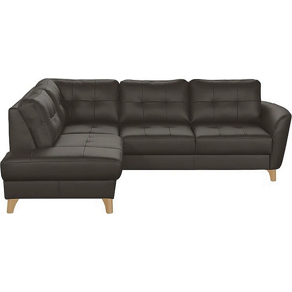 Canapé d'angle convertible en cuir italien de luxe 5 places NORIA avec coffre, chocolat, angle gauche Canapé d'angle convertible en cuir italien de luxe 5 places NORIA avec coffre, chocolat, angle gauche