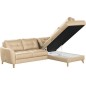 Canapé d'angle convertible en cuir italien de luxe 5 places NORIA avec coffre, beige, angle droit Canapé d'angle convertible en cuir italien de luxe 5 places NORIA avec coffre, beige, angle droit