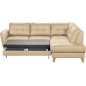 Canapé d'angle convertible en cuir italien de luxe 5 places NORIA avec coffre, beige, angle droit Canapé d'angle convertible en cuir italien de luxe 5 places NORIA avec coffre, beige, angle droit