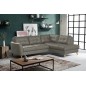 Canapé d'angle convertible en cuir italien de luxe 5 places NORIA avec coffre, taupe, angle droit Canapé d'angle convertible en cuir italien de luxe 5 places NORIA avec coffre, taupe, angle droit