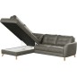 Canapé d'angle convertible en cuir italien de luxe 5 places NORIA avec coffre, taupe, angle gauche Canapé d'angle convertible en cuir italien de luxe 5 places NORIA avec coffre, taupe, angle gauche