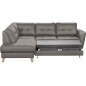 Canapé d'angle convertible en cuir italien de luxe 5 places NORIA avec coffre, taupe, angle gauche Canapé d'angle convertible en cuir italien de luxe 5 places NORIA avec coffre, taupe, angle gauche