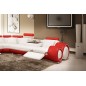Canapé d'angle en cuir italien 5/6 places PETIT EXCELIA, blanc et rouge, angle gauche Canapé d'angle en cuir italien 5/6 places PETIT EXCELIA, blanc et rouge, angle gauche
