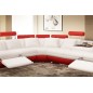 Canapé d'angle en cuir italien 5/6 places PETIT EXCELIA, blanc et rouge, angle gauche Canapé d'angle en cuir italien 5/6 places PETIT EXCELIA, blanc et rouge, angle gauche