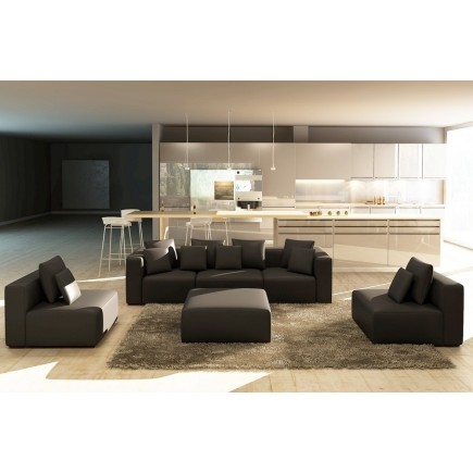 Canapé modulable COMBINO CUIR PRESTIGE LUXE, NOIR