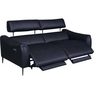 Canapé 2 places avec 2 relax en 100% tout cuir épais de luxe italien avec 2 relax électriques et 2 têtières électriques, MILAN,