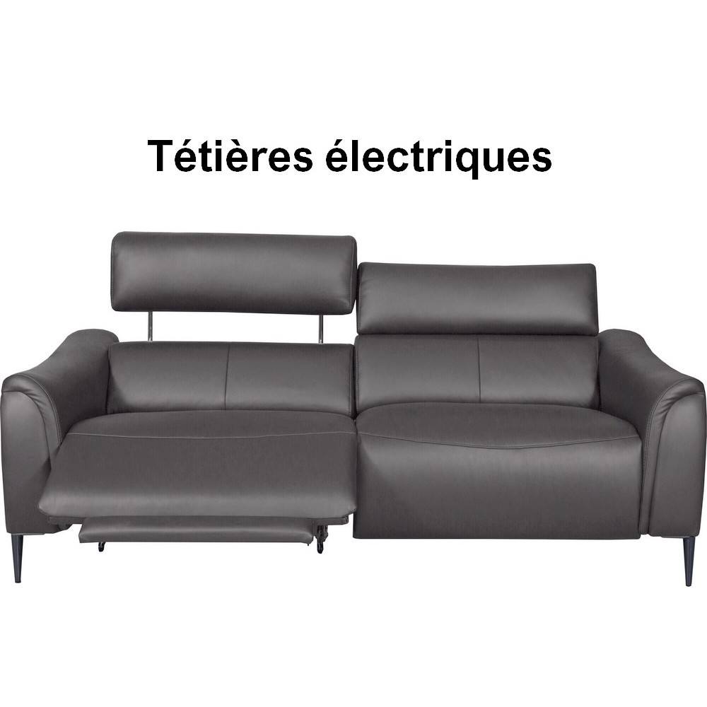 Canapé 3 places avec 2 relax en 100% tout cuir épais de luxe italien avec 2 relax électriques et 2 têtières électriques, MILAN, Canapé 3 places avec 2 relax en 100% tout cuir épais de luxe italien avec 2 relax électriques et 2 têtières électriques, MILAN,