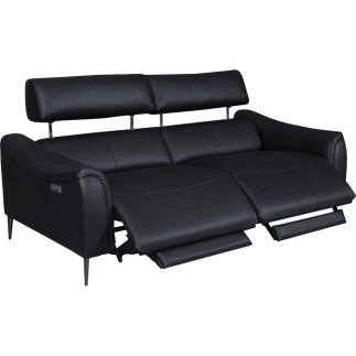 Canapé 3 places avec 2 relax en 100% tout cuir épais de luxe italien avec 2 relax électriques et 2 têtières électriques, MILAN,