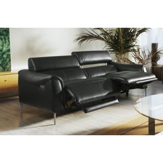 Canapé 3 places avec 2 relax en 100% tout cuir épais de luxe italien avec 2 relax électriques et 2 têtières électriques, MILAN,