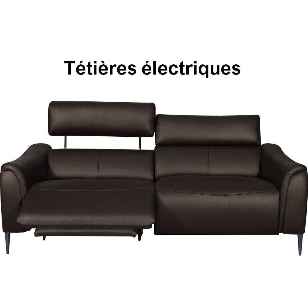 Canapé 3 places avec 2 relax en 100% tout cuir épais de luxe italien avec 2 relax électriques et 2 têtières électriques, MILAN, Canapé 3 places avec 2 relax en 100% tout cuir épais de luxe italien avec 2 relax électriques et 2 têtières électriques, MILAN,