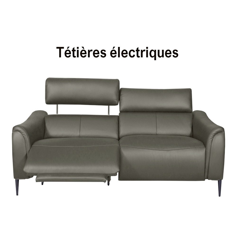 Canapé 2 places avec 2 relax en 100% tout cuir épais de luxe italien avec 2 relax électriques et 2 têtières électriques, MILAN, Canapé 2 places avec 2 relax en 100% tout cuir épais de luxe italien avec 2 relax électriques et 2 têtières électriques, MILAN,