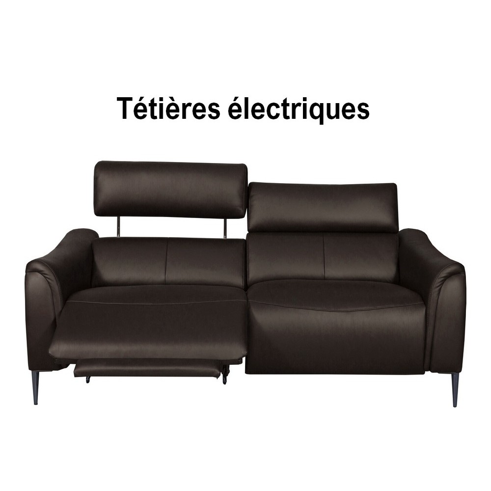 Canapé 2 places avec 2 relax en 100% tout cuir épais de luxe italien avec 2 relax électriques et 2 têtières électriques, MILAN, Canapé 2 places avec 2 relax en 100% tout cuir épais de luxe italien avec 2 relax électriques et 2 têtières électriques, MILAN,