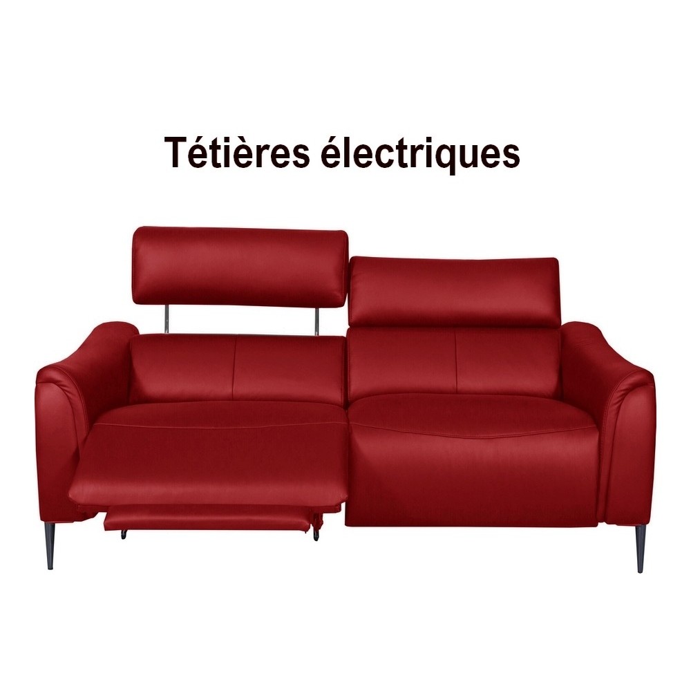 Canapé 2 places avec 2 relax en 100% tout cuir épais de luxe italien avec 2 relax électriques et 2 têtières électriques, MILAN, Canapé 2 places avec 2 relax en 100% tout cuir épais de luxe italien avec 2 relax électriques et 2 têtières électriques, MILAN,