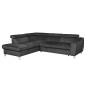 Canapé d'angle convertible en velours luxe 5 places, ASTERIA gris foncé, angle gauche Canapé d'angle convertible en velours luxe 5 places, ASTERIA gris foncé, angle gauche