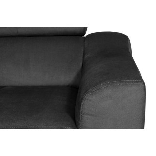 Canapé d'angle convertible en velours luxe 5 places, ASTERIA gris foncé, angle gauche