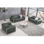 Ensemble Canapé 3 places et 2 places et fauteuil 1 place en cuir italien buffle LUXY, gris foncé Ensemble Canapé 3 places et 2 places et fauteuil 1 place en cuir italien buffle LUXY, gris foncé