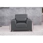 Ensemble Canapé 3 places et 2 places et fauteuil 1 place en cuir italien buffle LUXY, gris foncé Ensemble Canapé 3 places et 2 places et fauteuil 1 place en cuir italien buffle LUXY, gris foncé