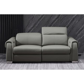 Ensemble avec 4 relax électriques, 2 canapés 2 places en cuir italien buffle TOPRELAX, gris foncé