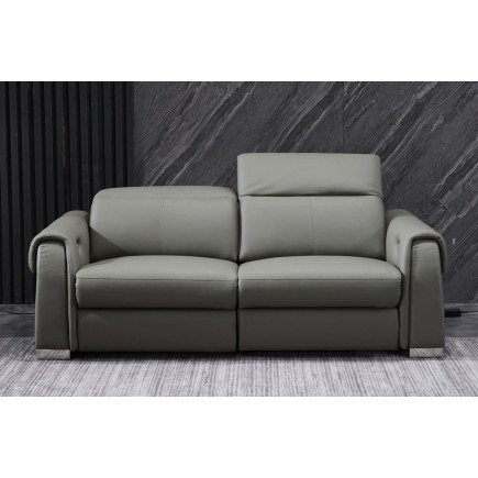 Ensemble avec 4 relax électriques, 2 canapés 2 places en cuir italien buffle TOPRELAX, gris foncé