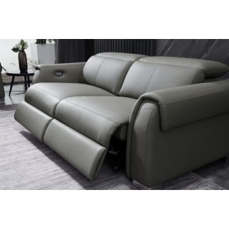 Ensemble avec 4 relax électriques, 2 canapés 2 places en cuir italien buffle TOPRELAX, gris foncé