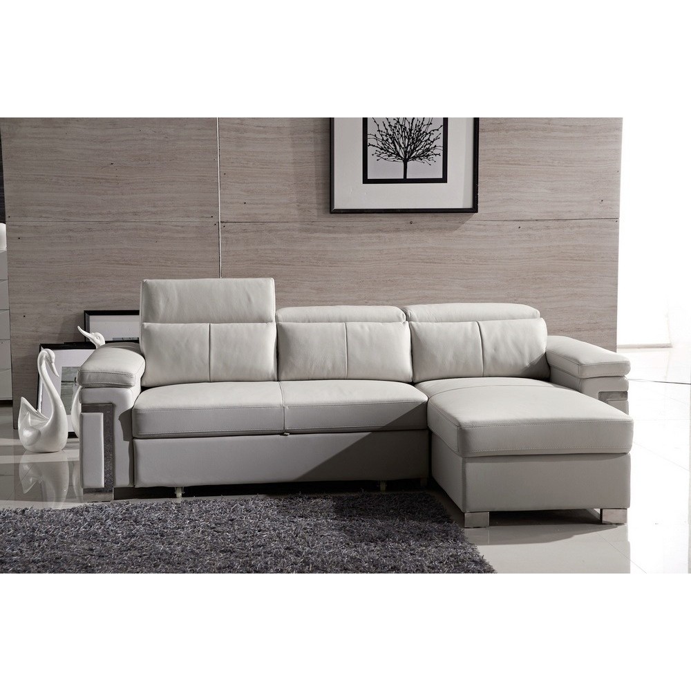 Canapé d'angle convertible en cuir buffle italien 5 places, ALLURE, blanc, angle droit Canapé d'angle convertible en cuir buffle italien 5 places, ALLURE, blanc, angle droit
