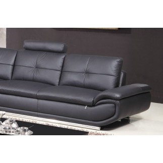 Canapé d'angle en cuir buffle italien de luxe 6/7 places BELLALIGNA, noir, angle gauche