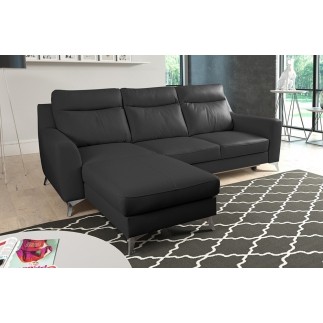 2eme paiement de la commande: Canapé d'angle convertible en cuir italien de luxe 5/6 places gianni avec coffre, noir, angle gauc