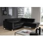 Canapé d'angle en velours luxe 5 places, ASHLEY, noir, angle droit (vu de face)