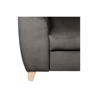 Canapé d'angle en velours luxe 5 places, ASHLEY, chocolat, angle droit (vu de face)