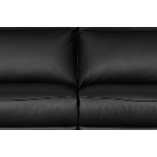 Canapé taille 2 places en 100% tout cuir épais de luxe italien, PERLA, noir