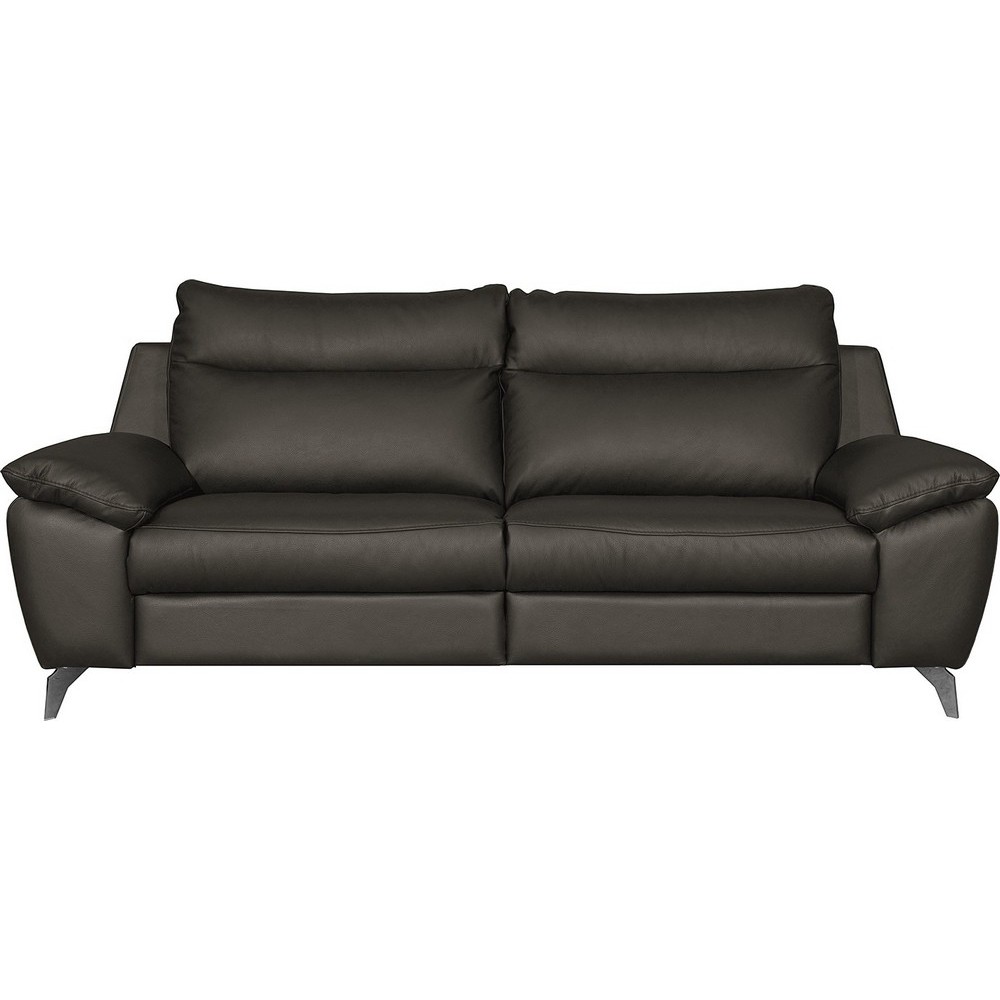 Canapé taille 2 places en 100% tout cuir épais de luxe italien, PERLA, anthracite Canapé taille 2 places en 100% tout cuir épais de luxe italien, PERLA, anthracite