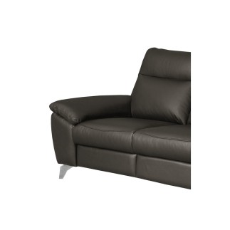 Canapé taille 2 places en 100% tout cuir épais de luxe italien, PERLA, anthracite