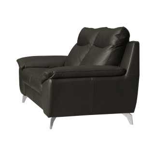 Canapé taille 2 places en 100% tout cuir épais de luxe italien, PERLA, anthracite