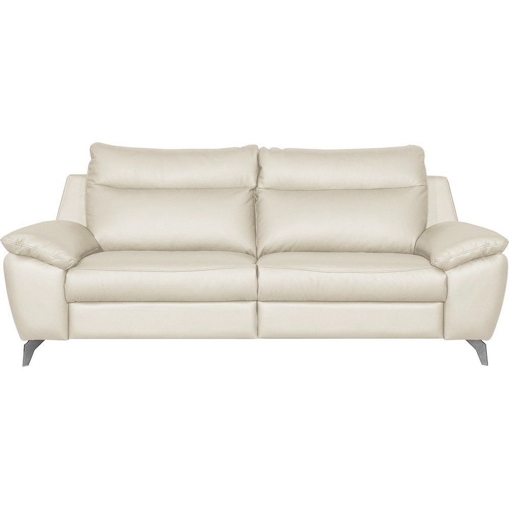 Canapé taille 2 places en 100% tout cuir épais de luxe italien, PERLA, blanc cassé, Ecru Canapé taille 2 places en 100% tout cuir épais de luxe italien, PERLA, blanc cassé, Ecru