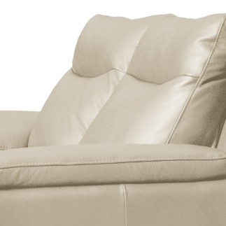 Canapé taille 2 places en 100% tout cuir épais de luxe italien, PERLA, blanc cassé