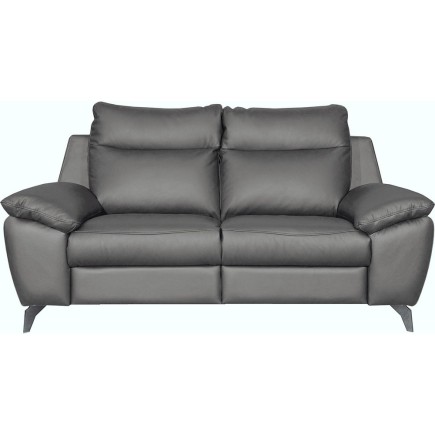 Canapé taille 2 places en 100% tout cuir épais de luxe italien, PERLA, gris