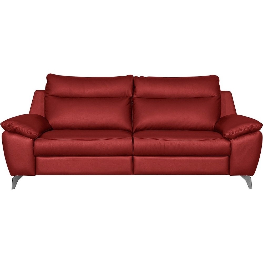 Canapé taille 2 places en 100% tout cuir épais de luxe italien, PERLA, rouge foncé Canapé taille 2 places en 100% tout cuir épais de luxe italien, PERLA, rouge foncé