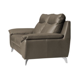 Canapé taille 2 places en 100% tout cuir épais de luxe italien, PERLA, taupe