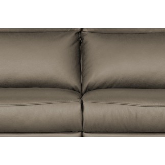 Canapé taille 2 places en 100% tout cuir épais de luxe italien, PERLA, taupe