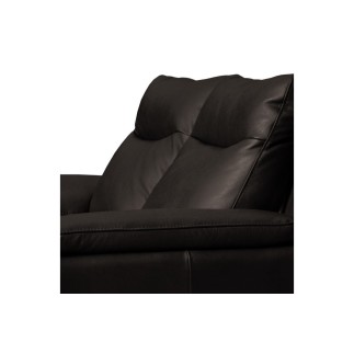 Canapé taille 3 places en 100% tout cuir épais de luxe italien, PERLA, noir
