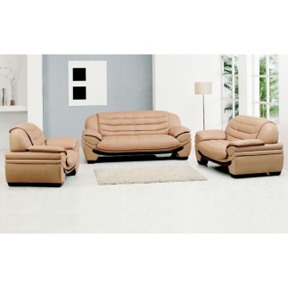 Fauteuil 1 place en cuir italien BENSON, beige.