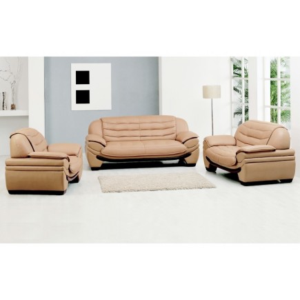 Fauteuil 1 place en cuir italien BENSON, beige.