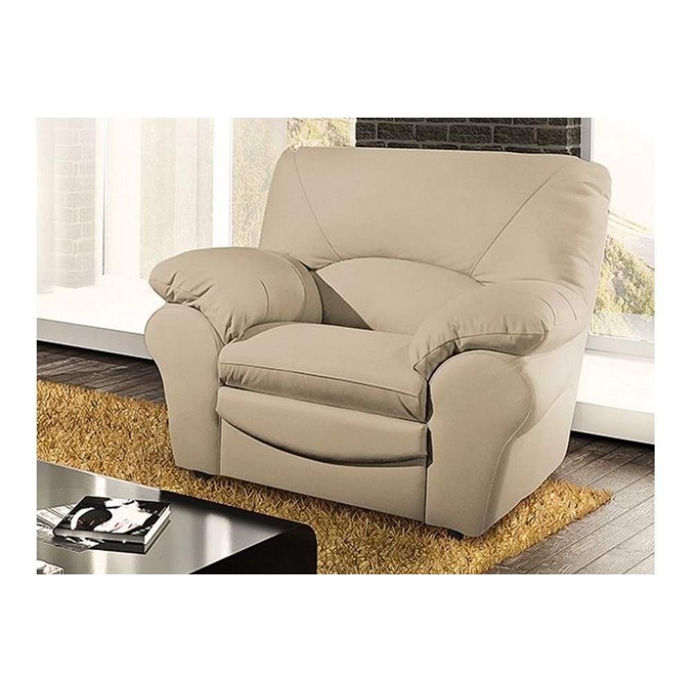 Fauteuil 1 place en 100% tout cuir italien vachette OSATIS, couleur beige