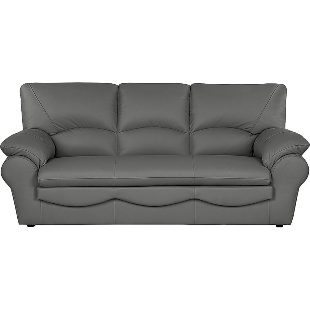Canapé 3 places en 100% tout cuir italien vachette OSATIS, couleur gris foncé