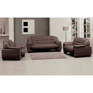 Fauteuil 1 place en cuir italien BENSON, chocolat.