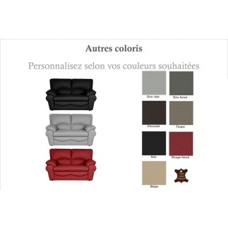 Canapé 2 places en 100% tout cuir italien vachette OSATIS, couleur personnalisée